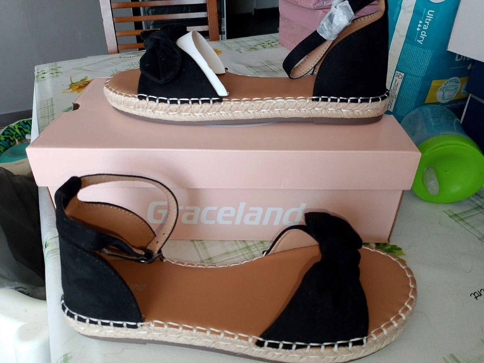 Sandales espadrilles noires à nœud - Graceland - Taille 39